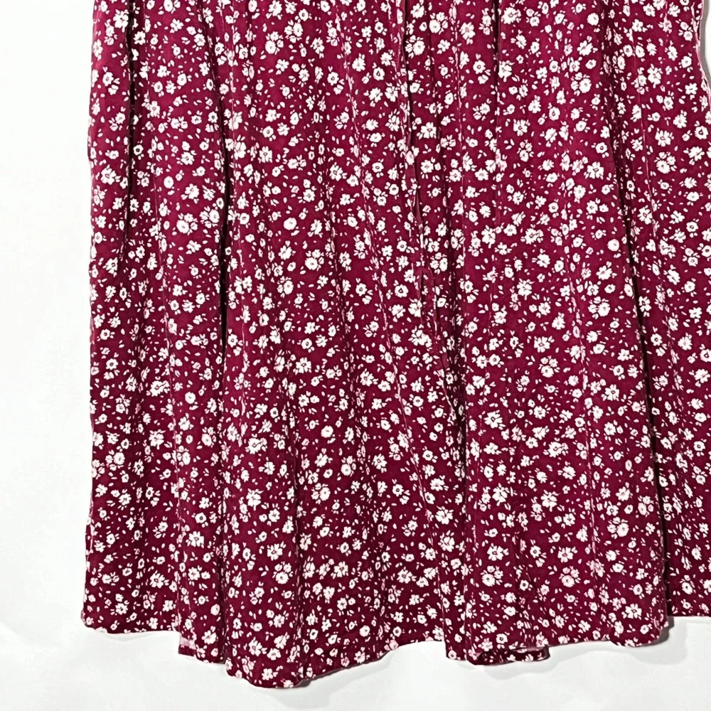 Torrid Burgundy Floral Ditsy Surplice Faux Wrap Mini Dress Pockets Size 1 1X